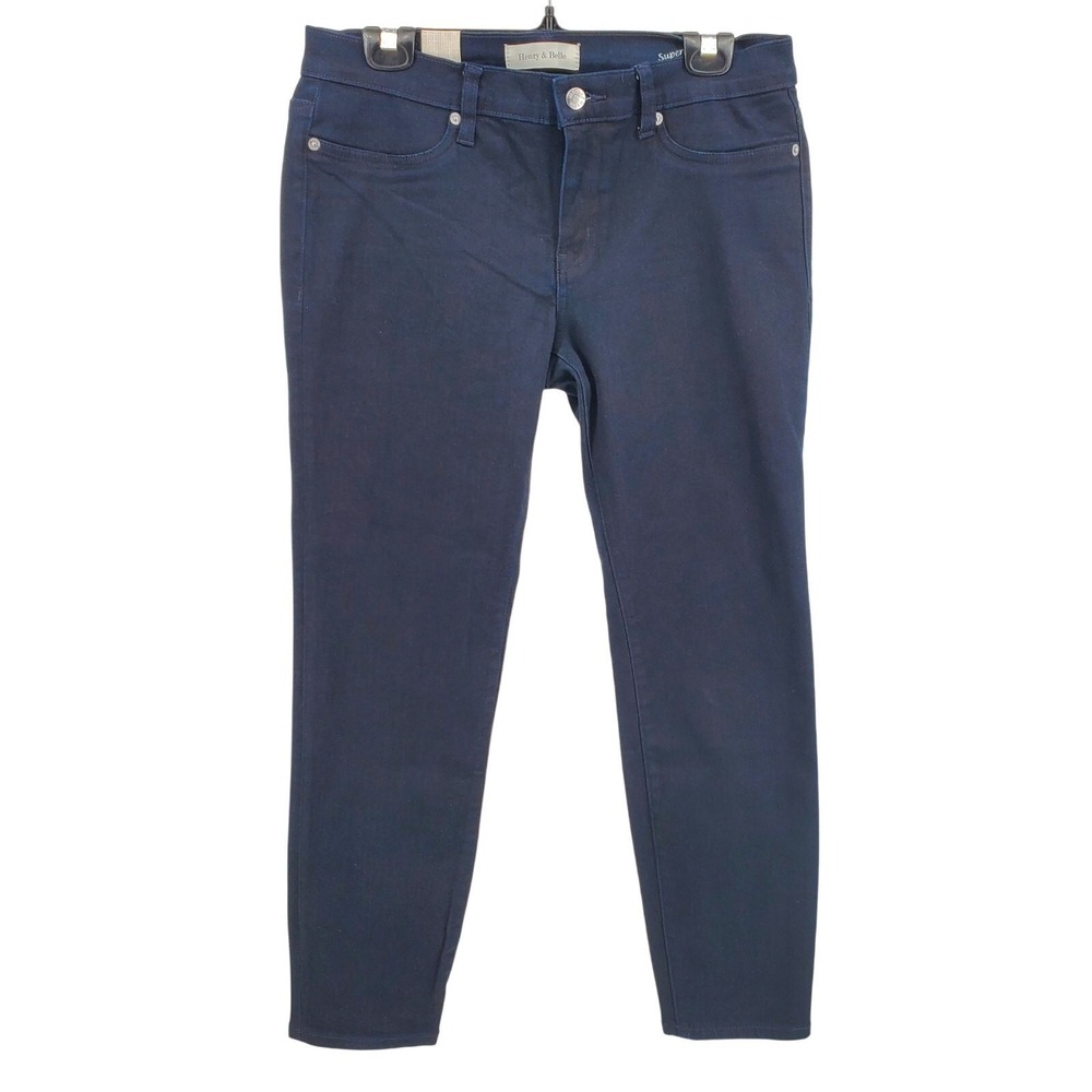 Henry & Belle Super Skinny Ankle Jeans Womens 32 Onyx Dark Indigo Mid Rise New